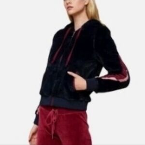 Juicy Couture Black Label Womens Robertson Navy Faux Fur Coat Sz Large Ret:$268